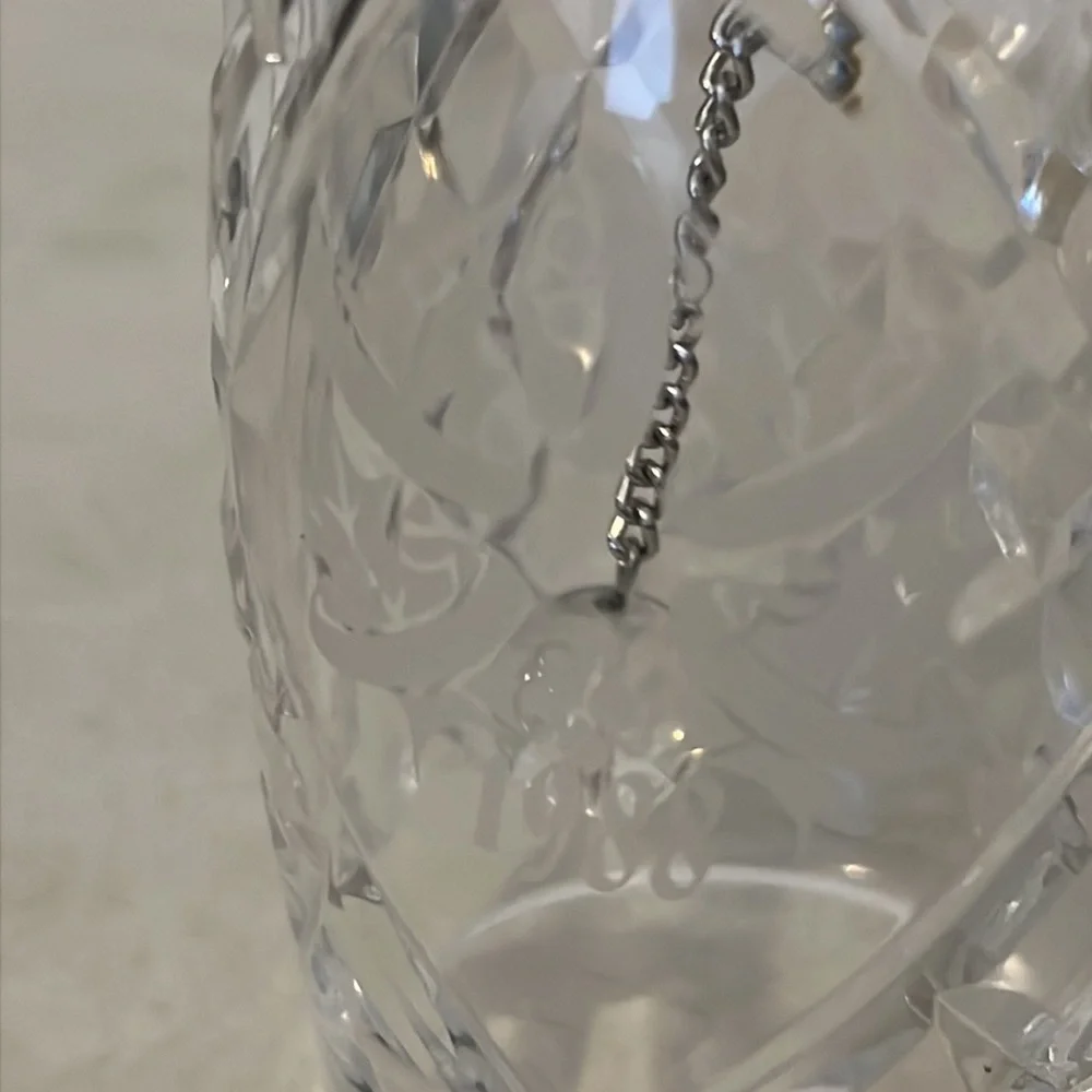 Waterford crystal 1988 Christmas etched holly wreath bell 5.5” x 2”